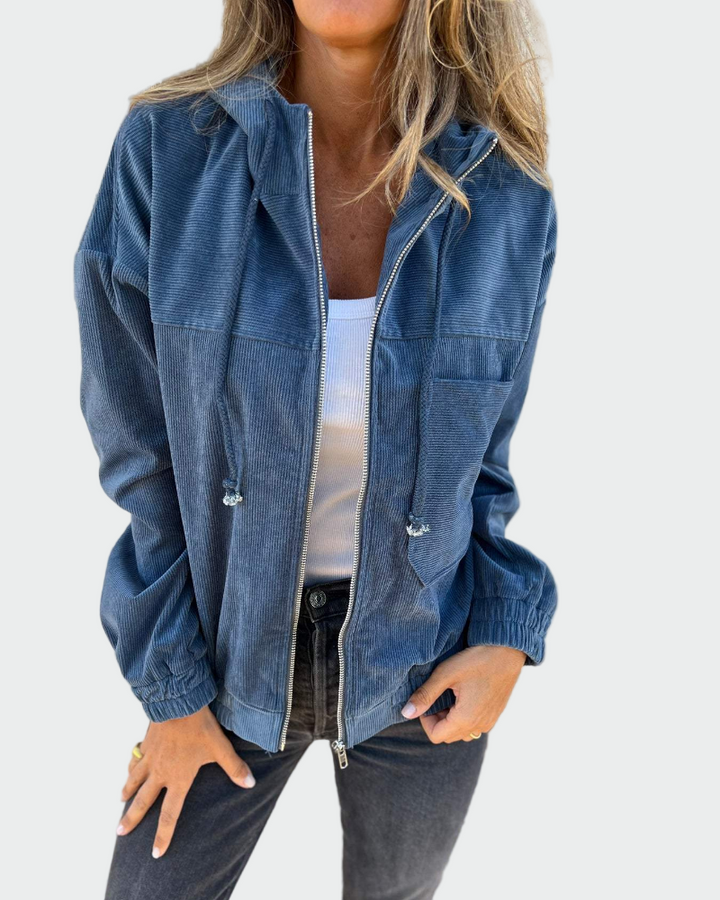 Velvet Textured Blazer with Stripes