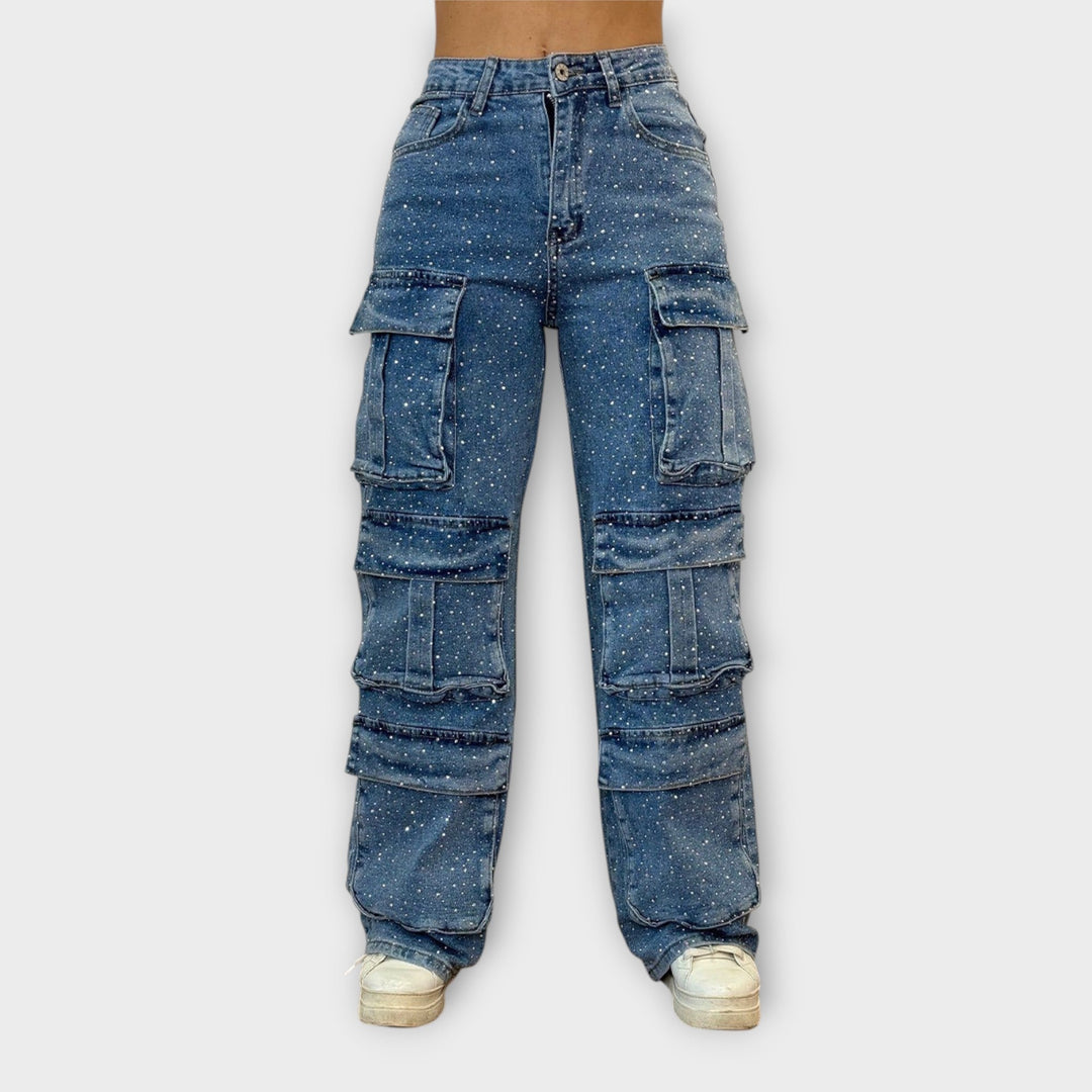 Rhinestone Cargo Jeans
