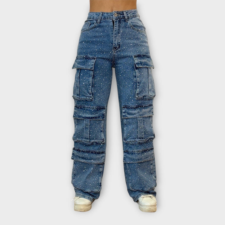 Rhinestone Cargo Jeans