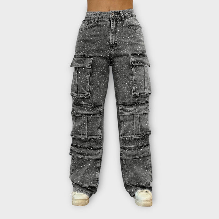 Rhinestone Cargo Jeans