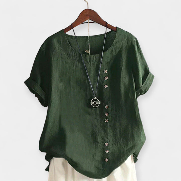 Short-Sleeved Blouse with Buttons