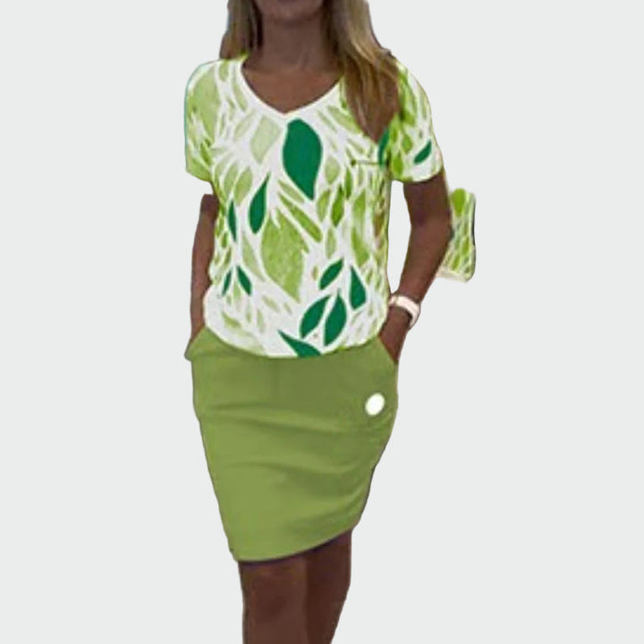 Top Set with Pattern and Elegant Skirt