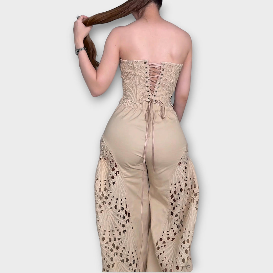 Elegant Cutout Lace Two-Piece Set