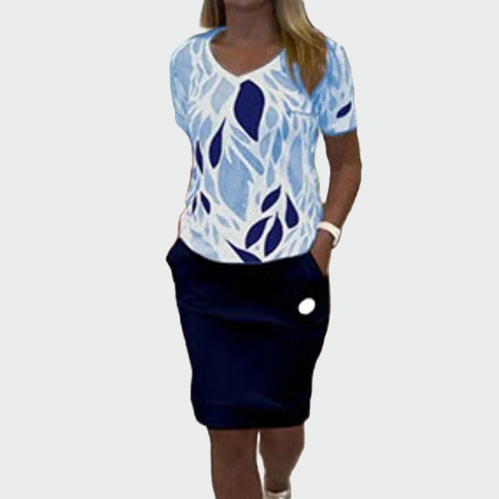 Top Set with Pattern and Elegant Skirt