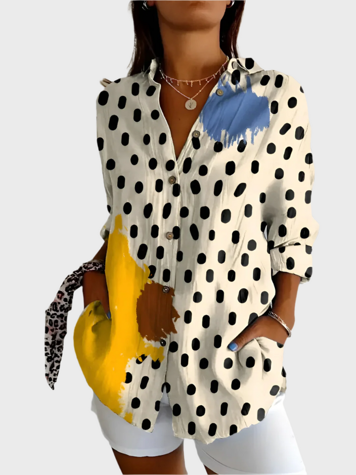 Cotton Blouse with Floral Design