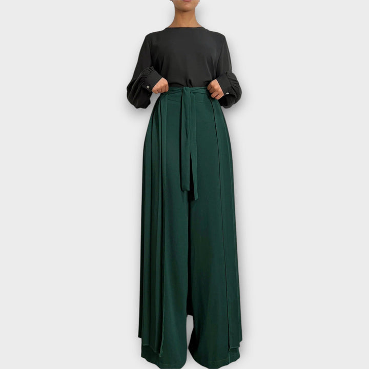 Pleated Wrap Wide Leg Pants