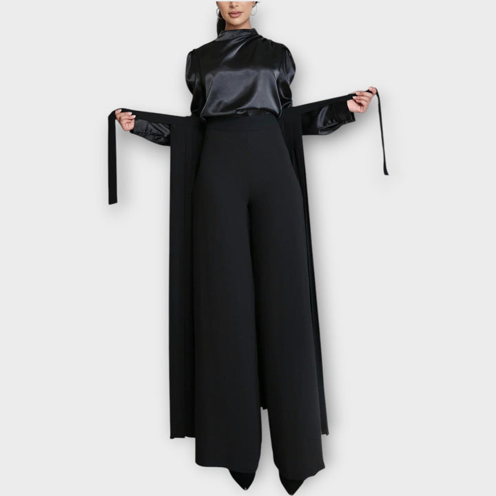 Pleated Wrap Wide Leg Pants