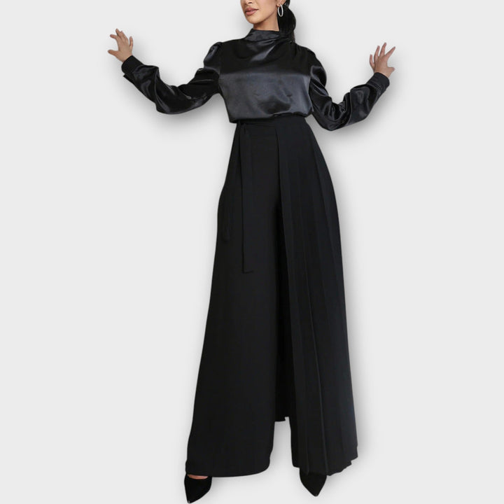 Pleated Wrap Wide Leg Pants