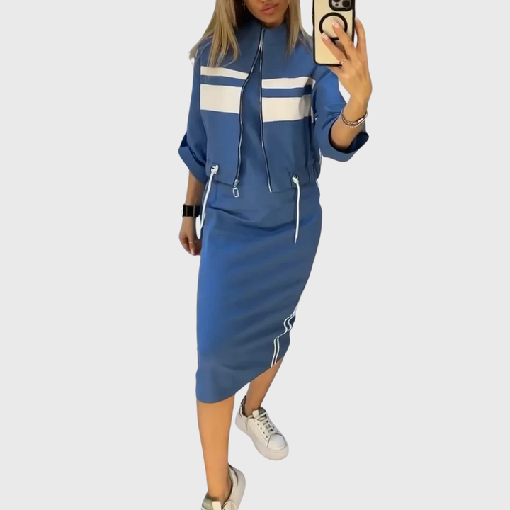 Casual Two-Piece Skirt Tracksuit Set