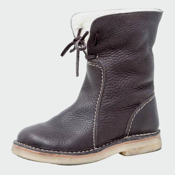 Waterproof Leather Ankle Boots with Wool Lining